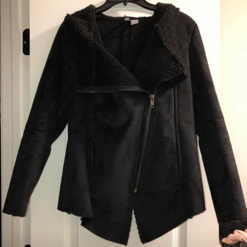 Black Suede and Sherpa MotoJacket